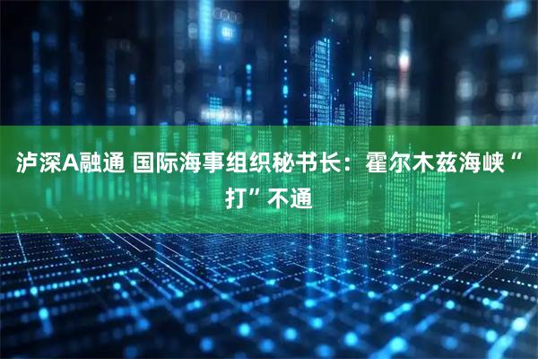 泸深A融通 国际海事组织秘书长：霍尔木兹海峡“打”不通